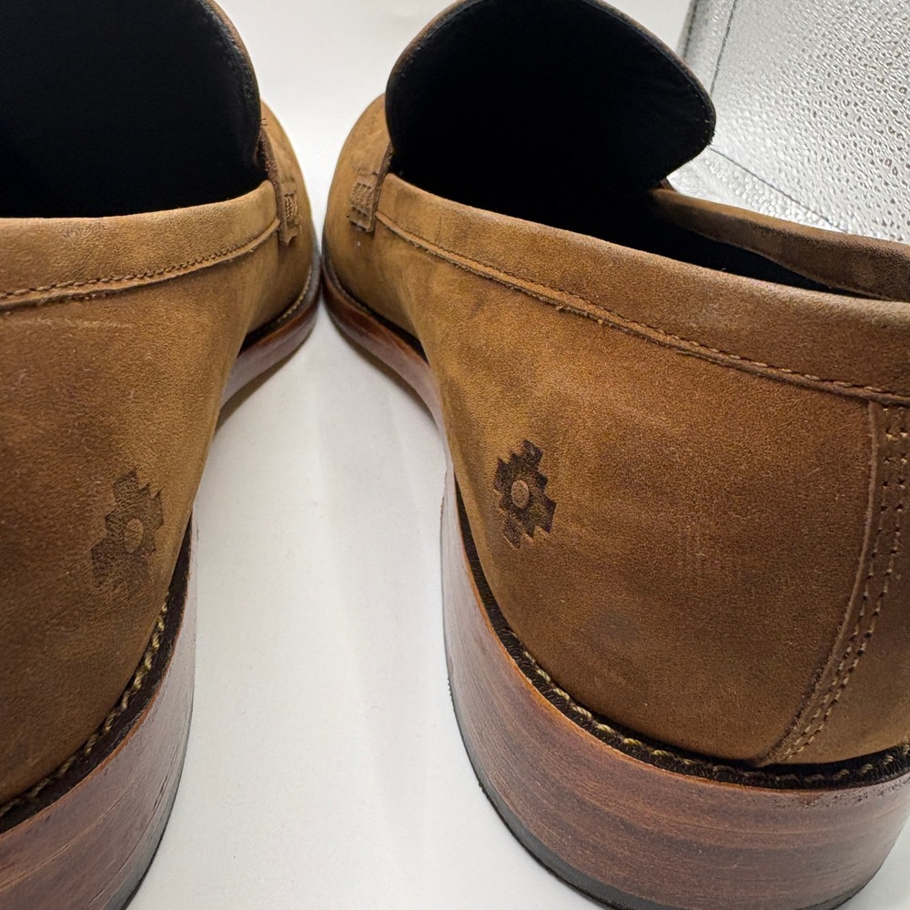 Nisolo Alejandro Penny Loafers Mens 10.5 Tobacco Brown Nubuck Leather Shoes - Picture 5 of 9
